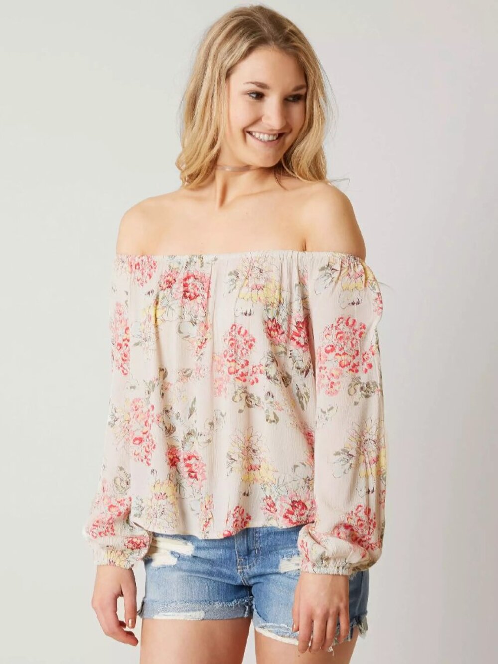 Mi Amore Floral Print Off The Shoulder Top